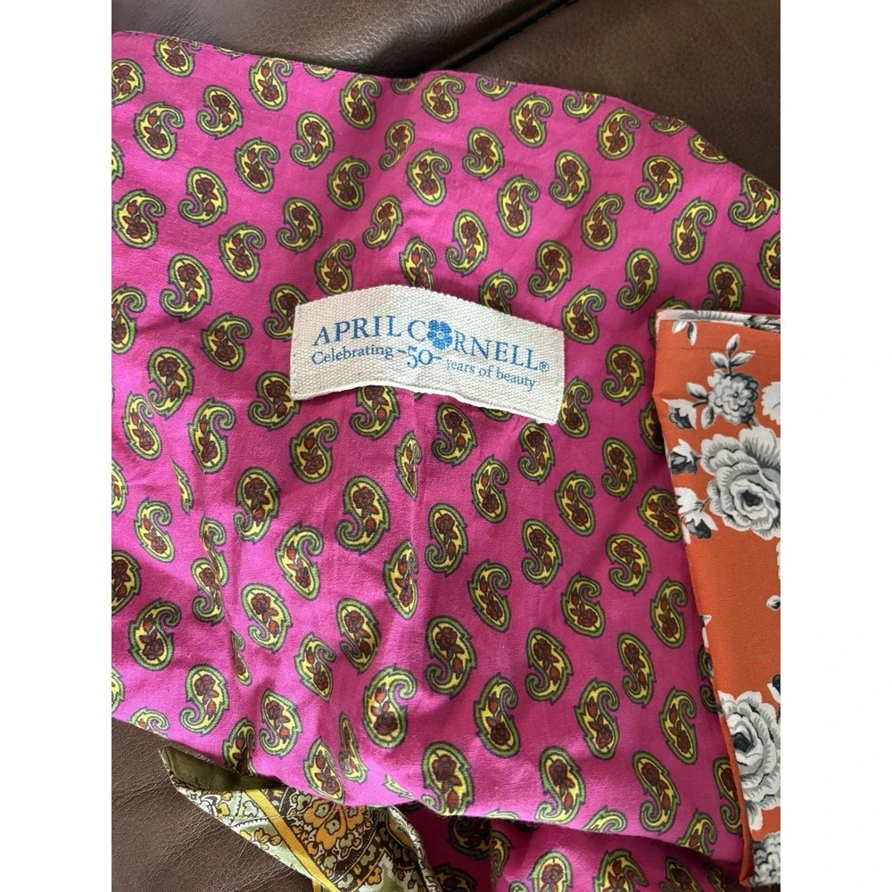 April Cornell LOT OF 4 items apron, cloth sack, 2 new napkins  LOOK